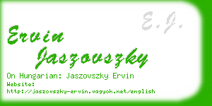 ervin jaszovszky business card